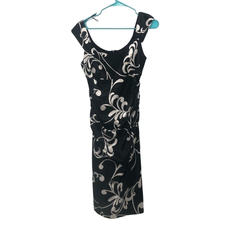 London times women's black and white satinβ dress Size 8